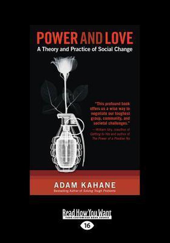 Boekomslag met de titel 'Power and Love', een roos uit een granaat.