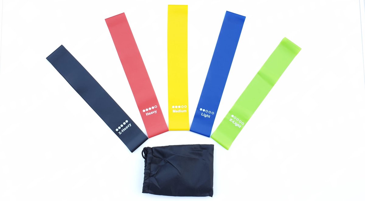 Resistance band - Fitness Elastiek - Weerstandsbanden - Weerstandsband - Gratis Fitness Handleiding - 5Stuks