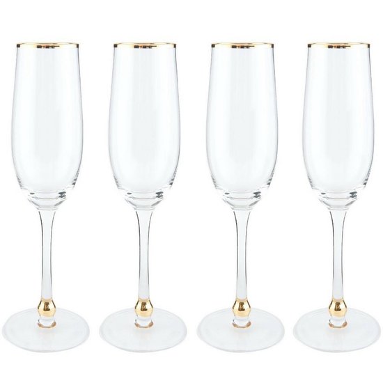 Champagneglas Met Goud Randje 0.2 L - 4 st. | bol.com