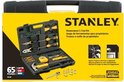 Doos van de STANLEY Homeowner's Tool Kit met een afbeelding van de gereedschappen en de tekst '65 PCS/PZAS SAE'.