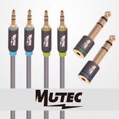 MutecPower High Quality Stereo Audio Kit met 2x " 1 meter " 3.5mm mannelijk naar mannelijk kabels + 2 Stereo Adapters mannelijk naar vrouwelijk