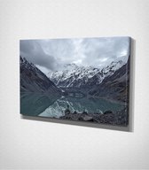 Mountain Covered With Snow Canvas - 60 x 40 cm - Landschap - Schilderij - Canvas - Slaapkamer - Wanddecoratie  - Slaapkamer - Foto op canvas