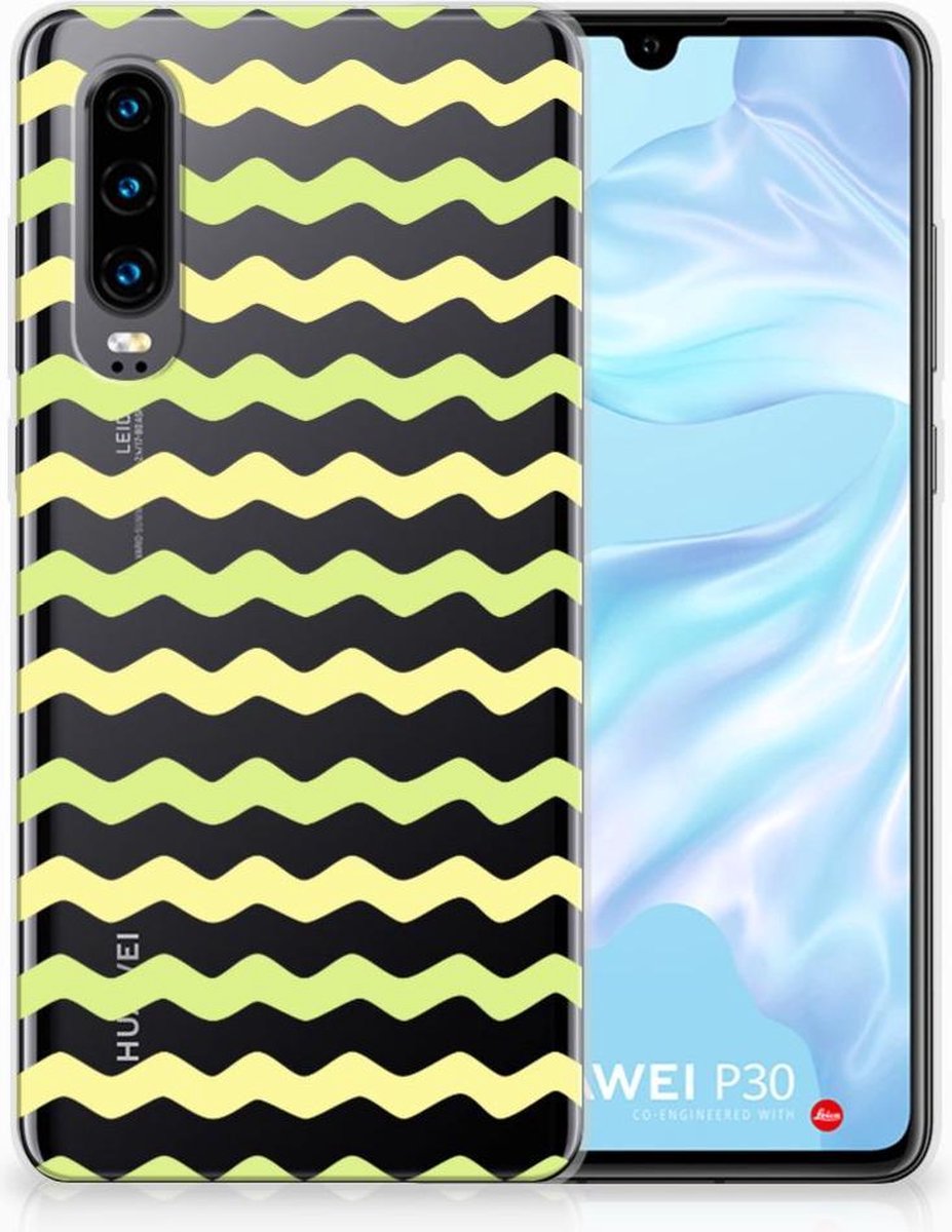 Back Cover voor Huawei P30 TPU bumper Waves Yellow