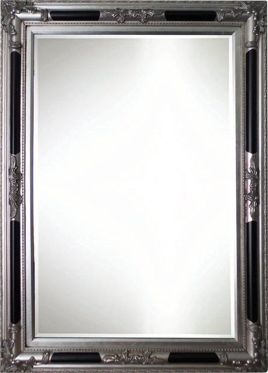 Qweens - Spiegel - Debora- zwart / zilver - buitenmaten breed 60 cm x hoog  180 cm. | bol.com