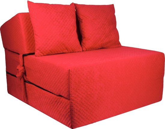 Luxe logeermatras - rood - camping matras - reismatras - opvouwbaar matras - 200 x 70 x 15 - met kussens