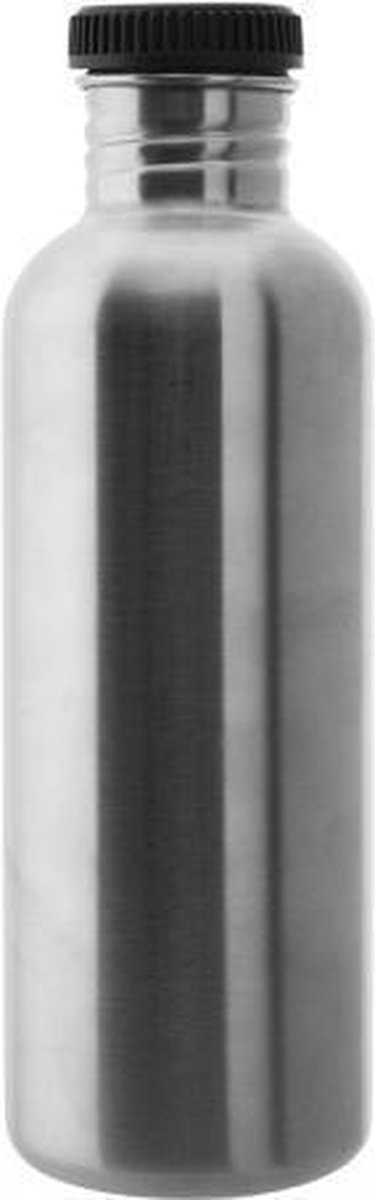 Laken Drinkfles - RVS fles - 1,0L - Basic Steel Bottle - Black screw cap