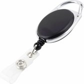 Fako Bijoux® - Keychain With Cord - Roller pin / Yoyo / Jojo / Ski pass holder - Nylon - 36x56mm - Zwart