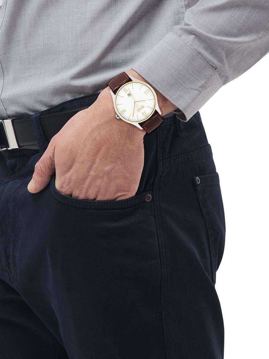 Hugo Boss 1513486 Horloge Leer Bruin 44 mm bol