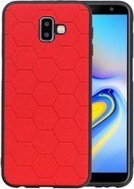 Hexagon Hard Case - Telefoonhoesje - Backcover Hoesje - achterkant hoesje - Geschikt voor Samsung Galaxy J6 Plus - Rood