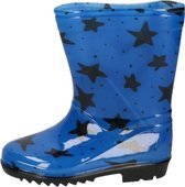 Blauwe peuter/kinder regenlaarzen blauw met zwarte sterretjes - Rubberen laarzen/regenlaarsjes voor kinderen 24