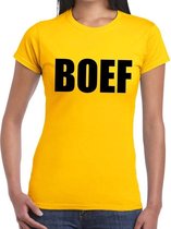 Boef tekst t-shirt geel dames S