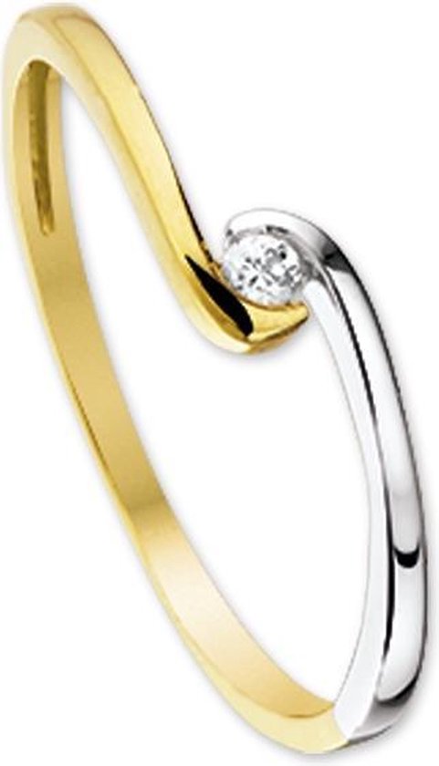 The Jewelry Collection Ring Zirkonia - Bicolor Goud (14 Krt.)