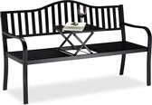 relaxdays Banc de jardin avec table pliante - banc - banc d'extérieur - 3 personnes - métal