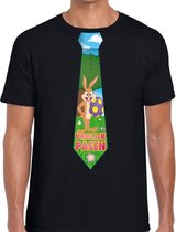 Paashaas stropdas vrolijk Pasen t-shirt zwart voor heren M