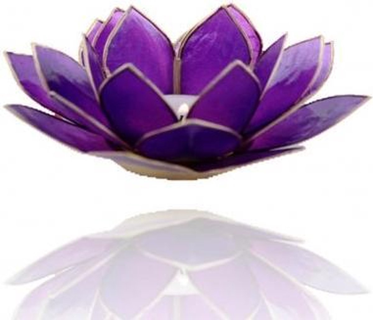 Yogi & Yogini Meditation Lotus sfeerlicht paars 7e chakra goudrand 13.5 cm S