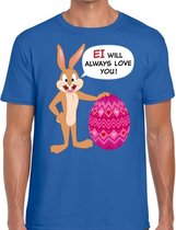 Paas t-shirt Ei will always love you blauw voor heren M