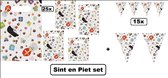 Sinterklaas Set 15x Vlaggenlijn + 150x Party tasjes -Sinterklaas vlaggenlijn Sint en Piet tasje