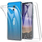 Nokia 2.2 Hoesje Transparant  TPU Siliconen Soft Case + 2X Tempered Glass Screenprotector