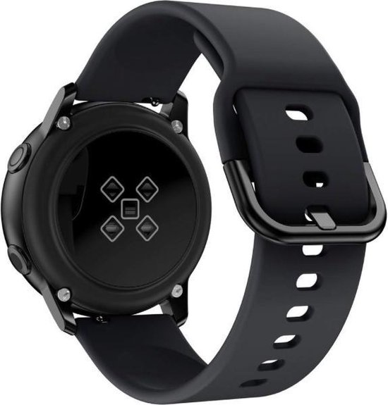 YONO Siliconen Classic Bandje 20mm - Horlogebandje geschikt voor Samsung Galaxy Watch 6 / 5 / Pro / 4 / 3 / Active 2 - Garmin Approach / Forerunner / Venu 2 Plus / SQ / Vivomove - Polar Ignite / Unite – Huawei - Zwart