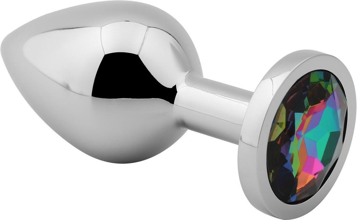 Goedkoopste Banoch - Buttplug Aurora Rainbow Large - Metalen buttplug - Diamant steen - Regenboog