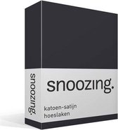 Snoozing - Katoen-satijn - Hoeslaken - Lits-jumeaux - 180x220 cm - Antraciet