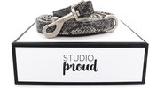 Studio Proud - Hondenriem - snakeprint  - zilverkleurige accenten - maat M - de uitlaatriem is te combineren met bijpassende halsband