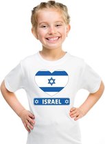 Israel hart vlag t-shirt wit jongens en meisjes M (134-140)