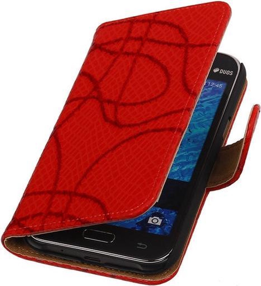 Rood Basketbal Hoesje Samsung Galaxy J1 Booktype Wallet Cover