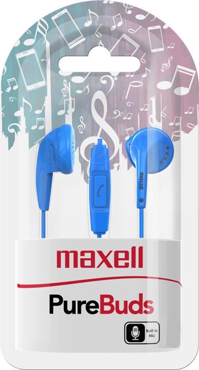 Maxell PureBuds with mic blue