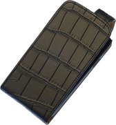 Zwart Krokodil Classic Flip case hoesje voor Huawei Ascend Y530