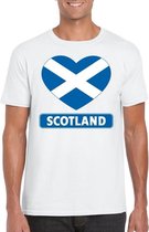 Schotland hart vlag t-shirt wit heren 2XL