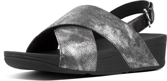 FitFlop Lulu Cross Back Strap Sandals Shimmer Print ZWART - Maat 40