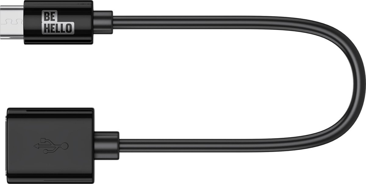BeHello Telefoon Laad en Sync Kabel - USB-C to Female USB (0.2m) Zwart