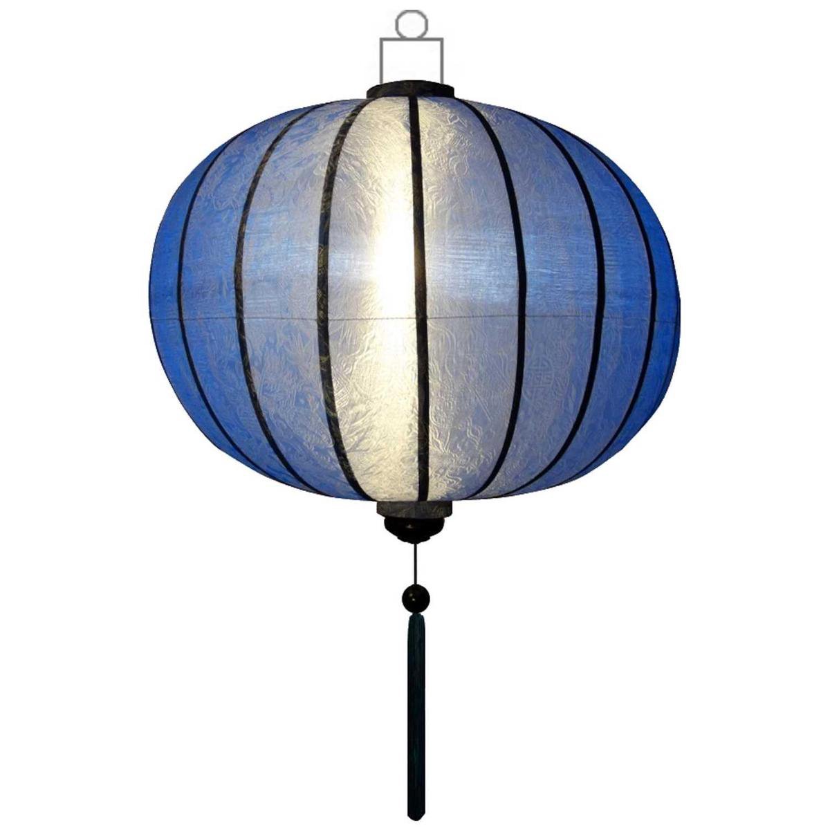 Blauwe zijden Chinese lampion lamp rond GBL45S