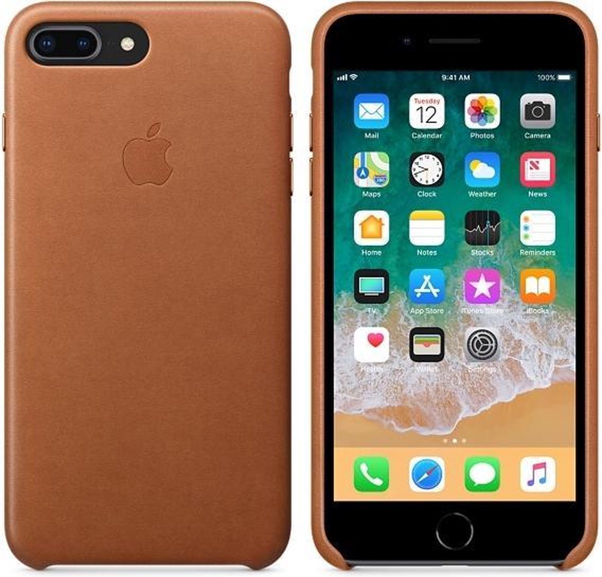 Kangoeroe Zielig Zoeken Apple lederen hoesje - bruin - voor iPhone 7 Plus en iPhone 8 Plus | bol.com
