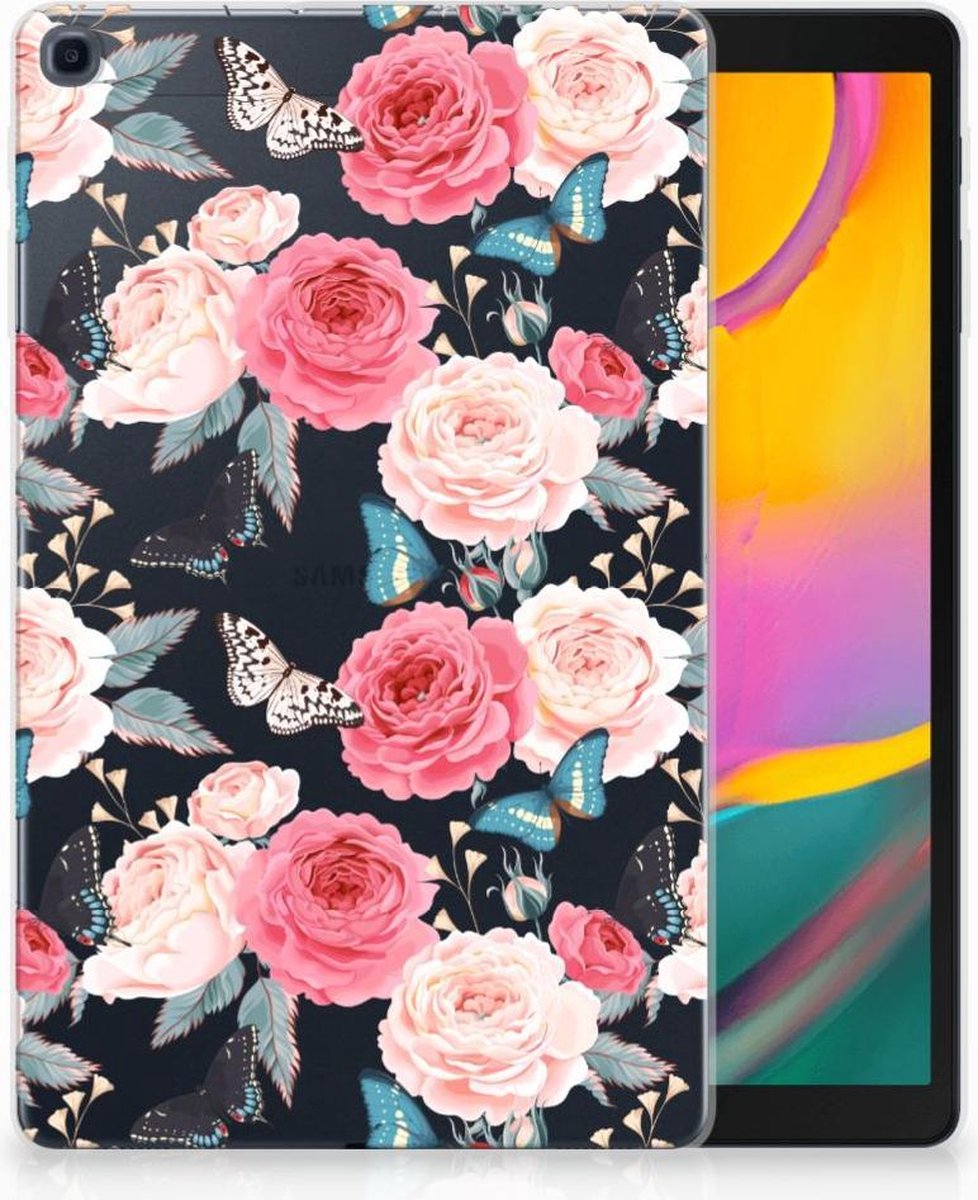 Samsung Galaxy Tab A 10.1 (2019) Siliconen Hoesje Butterfly Roses