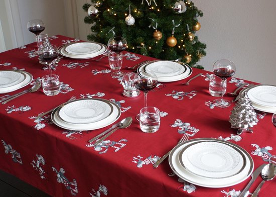 gelijktijdig maat Toegeven Tafelkleed Katoen - 145x250cm Kerst Julle - Rood | bol.com