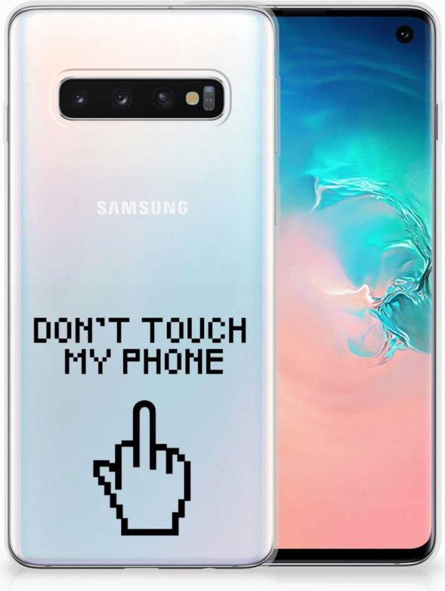 Samsung Galaxy S10 Silicone-hoesje Finger Don't Touch My Phone