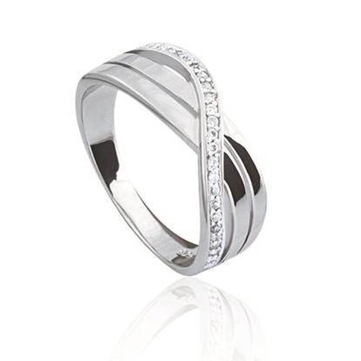 Glow- Zilveren ring met steen gerodineerd