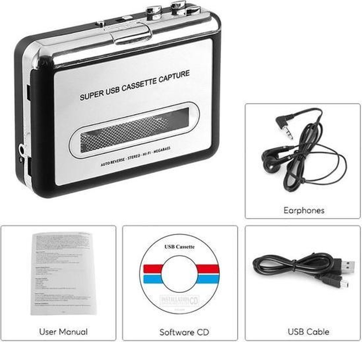 Cassette converter - Cassettebandjes digitaliseren naar MP3/CD/USB - Levay  ® | bol.com