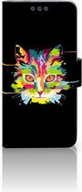 Microsoft Lumia 650 Uniek Wallet Book Case Hoesje Cat Color