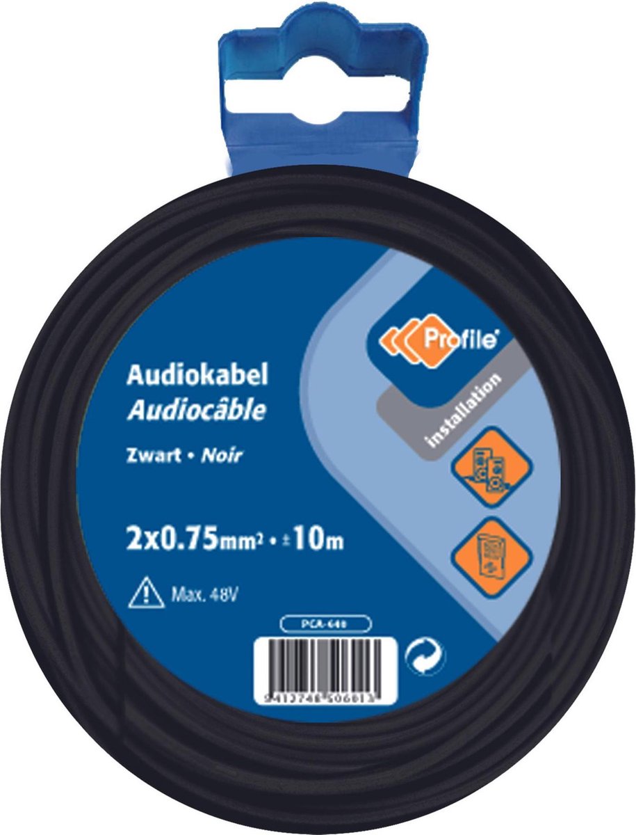 PROFILE luidsprekerkabel - 2x0m75mm² - zwart - 10 meter