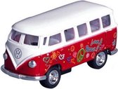 Kinsmart Metalen volkswagen microbus: rood met opdruk 17,8 cm