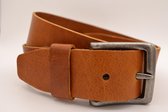 Cognac Glad Leren Riem - Italiaans Rundleder - Heren Dames Unisex - Taille maat: 105 cm - Totale lengte: 120 cm - Merk: Scotts Bluf