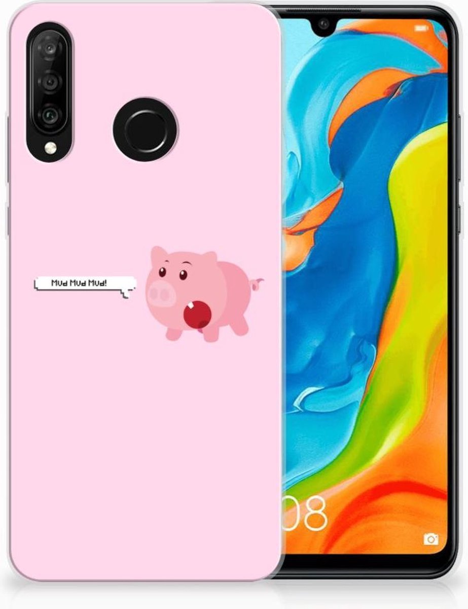 Back Cover voor Huawei P30 Lite Telefoonhoesje met Naam Pig Mud