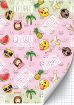 Emoji girls schrift A4 - ruit - roze - tropic