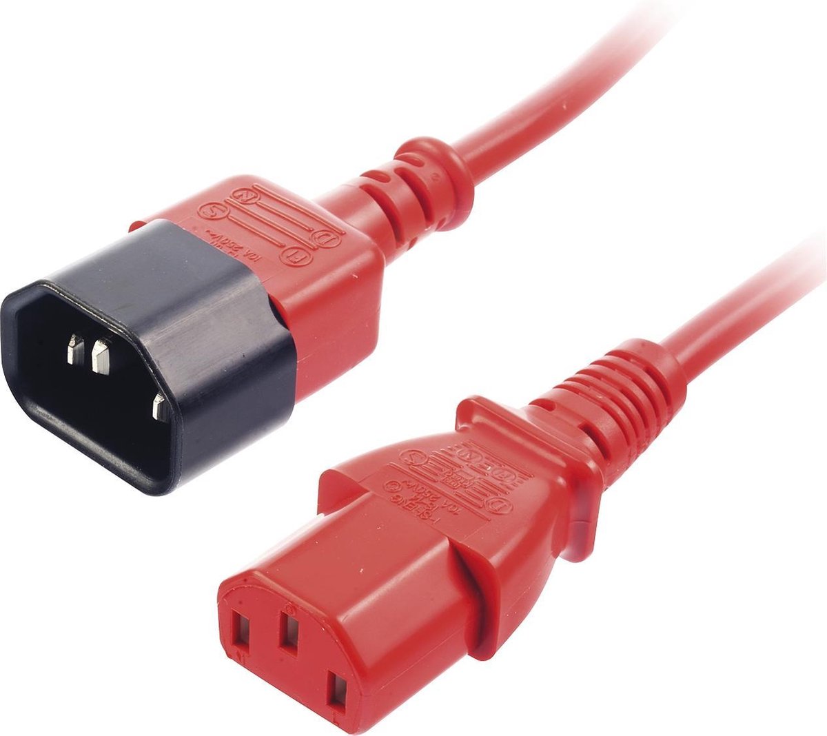 Lindy - Stroomverlengkabel - IEC 60320 C13 naar IEC 60320 C14 - 2 m - gevormd - rood