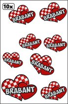 10x Applicatie Brabant bont en rood hart 7 cm