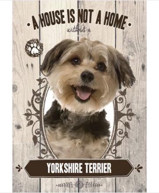Wandbord - Yorkshire terrier -14x20 cm-