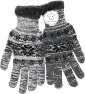 Gebreide winter handschoenen grijs met Nordic print voor heren